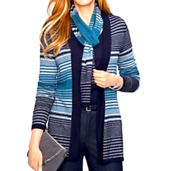 Talbots Sweaters - Talbots Metallic Striped Cardigan, size 1X
